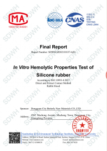 ln vitro hemolytic properties test of silicone rubber